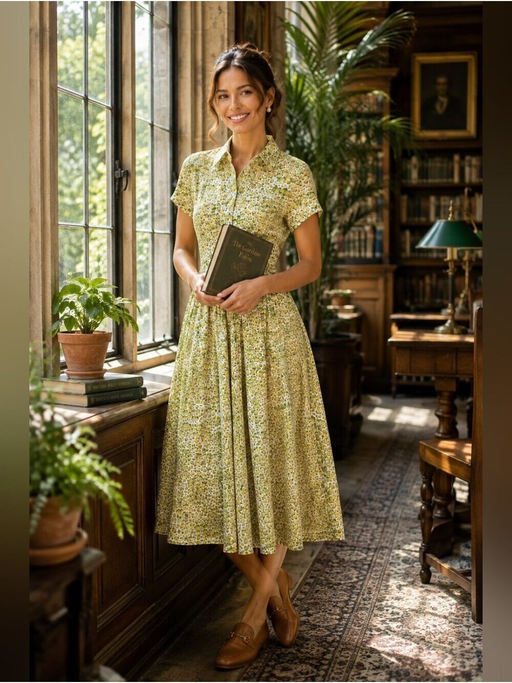 NWT J.Crew x Liberty Fabrics Fitted Waist Midi Shirtdress Eliza's Yellow BY790 - Picture 9 of 15